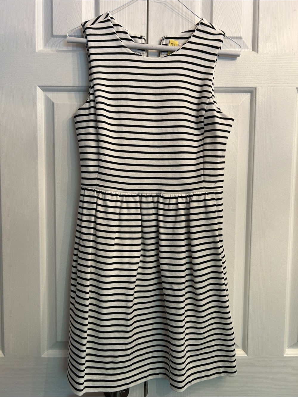 Women’s Sleeveless Black & White Striped Cotton Dress